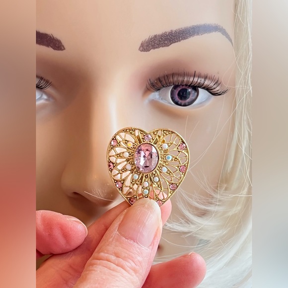 Heart Clip On Earrings Purple Amethyst - Picture 1 of 6